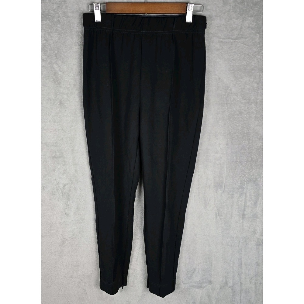Anthropologie Womens Black Pintuck Tapered Ankle Zip Pull‎ On Pants S OB1769671